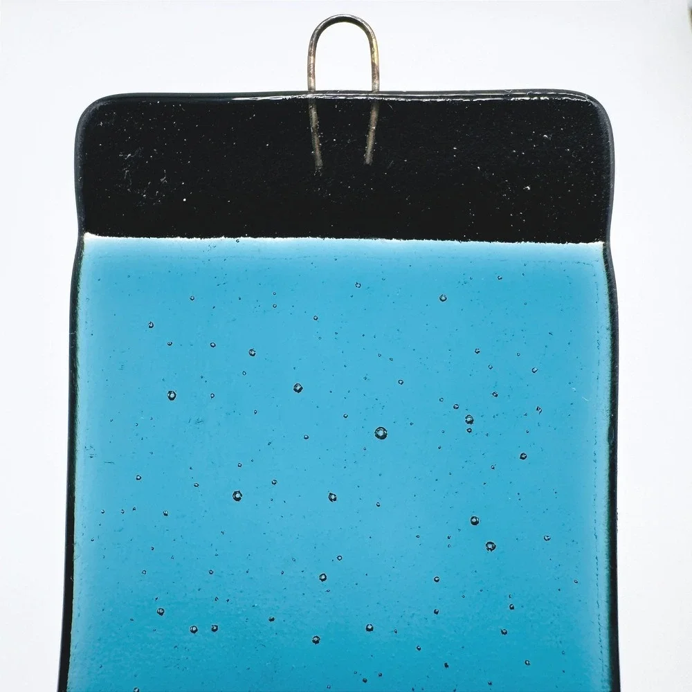 Handmade Fused Glass Wall Cross Faith Blue Art Glass Religious Decor